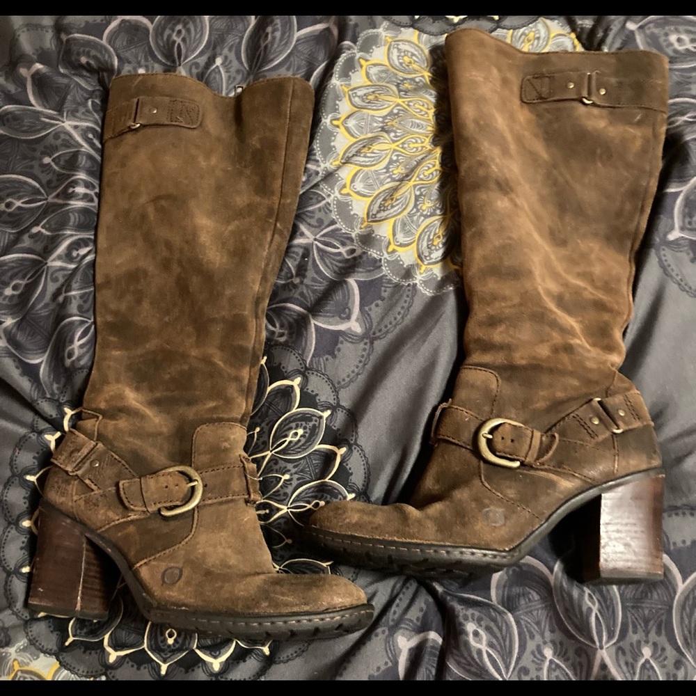 Born brown leather boots.